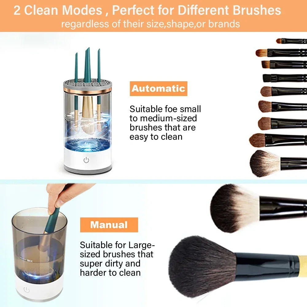 Revolutionary USB Electric Makeup Brush Cleaner - 3 in 1 Drying Rack & Lazy Cleaning Tool for Effortless Brush Care